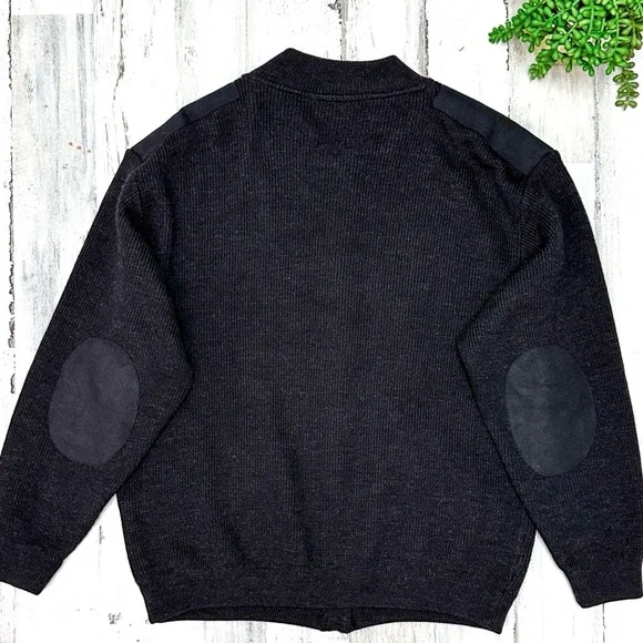 Aklanda Australian Dark Gray Merino Wool Shawl Zip Cardigan Mens Medium - Picture 7 of 10